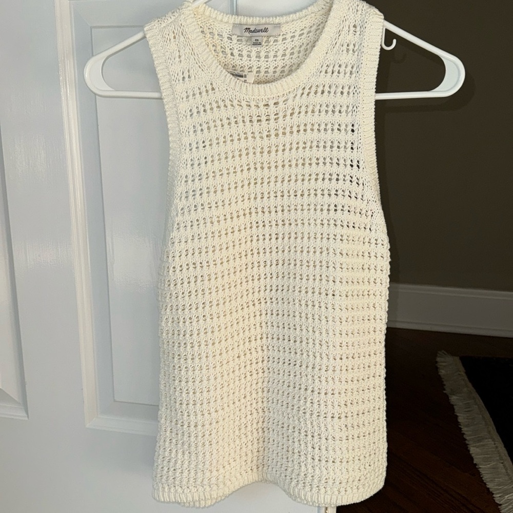Crochet-Knit Crewneck Sweater Tank. Size XS